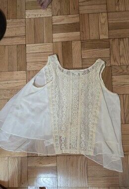 Miss Me Cream Lace & Chiffon Swing Tank